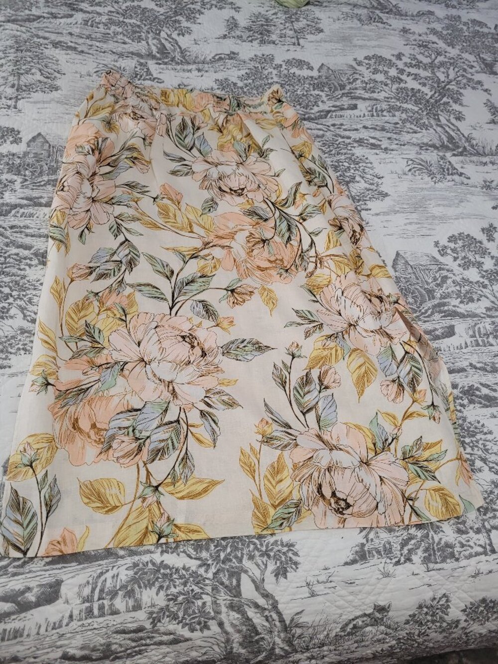 Nicole Miller A-Line 100% Linen Maxi Skirt Floral Print Medium EUC - Picture 7 of 8